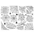 isolated spider web and spiders black set vector image