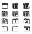calendar icon set on white background vector image