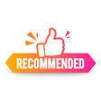 modern colorful label with thumbs up icon vector image vector image