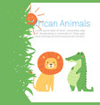 african jungle animals lion and crocodile for cute vector image