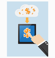 hand of businessman touching dollar on screen vector image vector image