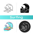 backhand bottom turn in surfing icon vector image