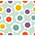 seamless pattern with funny smiling flowers vector image vector image