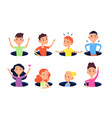 hiding hole kids cute joking children boys vector image