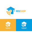 graduate hat and wifi logo combination vector image
