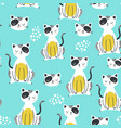 seamless childish pattern with funny cats vector image