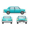 front back side point view retro car icons set vector image