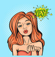 sexy comic blonde pop art girl with long hair vector image