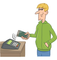 man paying with smart phone vector image