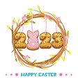 decorative easter wreath with bunny and year 2023 vector image