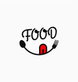 food smile logo lettering with eyes vector image vector image