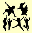 jumping and playing silhouette vector image vector image