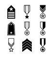 military rank icon set army insignia symbol vector image vector image