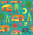 seamless pattern with camping trailer vector image