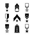 military rank icon set army insignia symbol vector image vector image