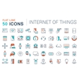 set flat line icons internet of things vector image vector image