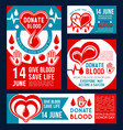 donate blood banner of donor medical center design vector image