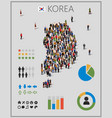 large group of people in form south korea map vector image