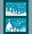 merry christmas paper cut greeting card with snow vector image