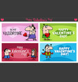 valentines day designs set with comic characters vector image