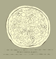 vintage outline pizza on a gray vector image