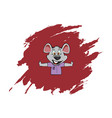 cute mouse in abstract red background vector image