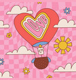70s hippie style greeting card template with hot vector image vector image