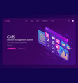 cms content management system isometric landing vector image