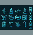 old age set icons blue glowing neon style vector image vector image