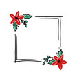 christmas floral frame with rectangle shape vector image