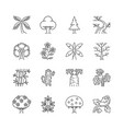 set of thin black streaked trees vector image vector image