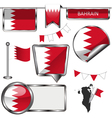 glossy icons with bahraini flag vector image