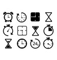 time and clock icons on white background vector image