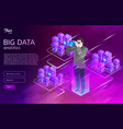 big data isometric design concept man in suit use vector image