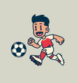happy boy playing football cartoon vector image vector image