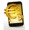 golden euros inside smartphone vector image vector image