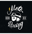 retro racer helmet and motoracing hand written vector image