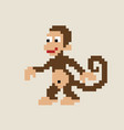 8 bit pixel funny monkey cartoon drawing vector image vector image