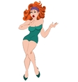 cartoon girl with big lips and red hair vector image