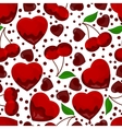 hearts and cherry in chocolate seamless pattern vector image vector image