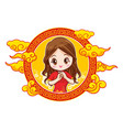 pretty chinese girl in mandarin gown vector image