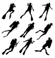 set silhouettes of divers vector image
