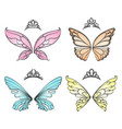 fairy wings with princess tiara vector image vector image