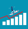 businesswoman on flying money with graph up vector image vector image