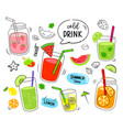 tropical drinks summer set menu cold vector image vector image
