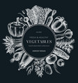 hand-sketched vegetable wreath on chalkboard vector image vector image