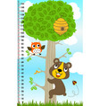 meter wall with big tree and funny animals vector image