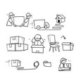 hand drawn doodle simple set of moving service vector image