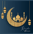 ramadan kareem golden moon invitation card vector image