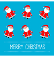 funny cartoon santas blue background vector image
